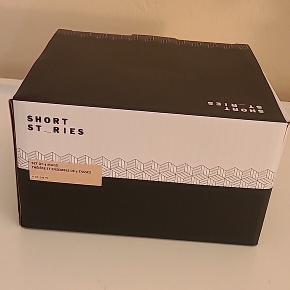 Short Stories Set of 4 Ceramic Stoneware Mugs Cream & Tan - Picture 3 of 6